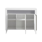 Aparador de alto brillo de 3 puertas blanco/negro con luz LED, unidad individual