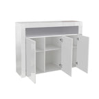 Aparador de alto brillo de 3 puertas blanco/negro con luz LED, unidad individual