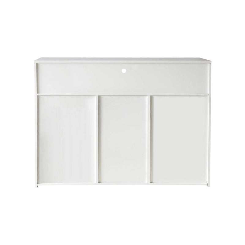 Aparador de alto brillo de 3 puertas blanco/negro con luz LED, unidad individual
