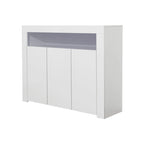 Aparador de alto brillo de 3 puertas blanco/negro con luz LED, unidad individual