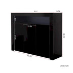 Aparador de alto brillo de 3 puertas blanco/negro con luz LED, unidad individual