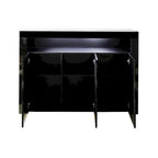 Aparador de alto brillo de 3 puertas blanco/negro con luz LED, unidad individual