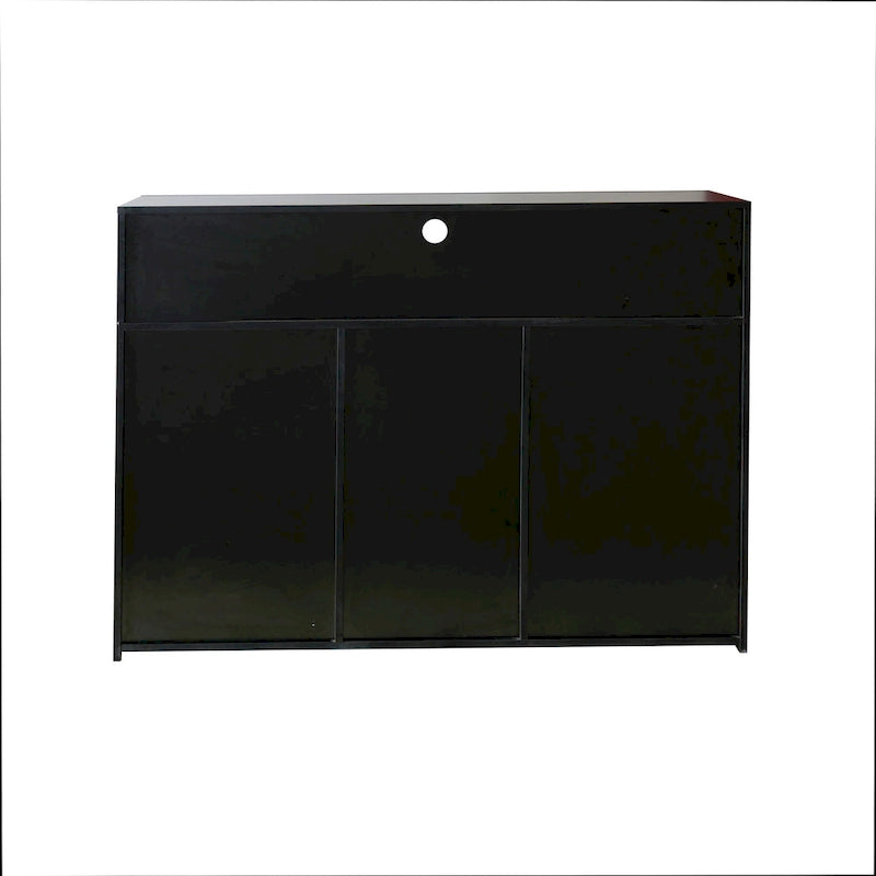 Aparador de alto brillo de 3 puertas blanco/negro con luz LED, unidad individual