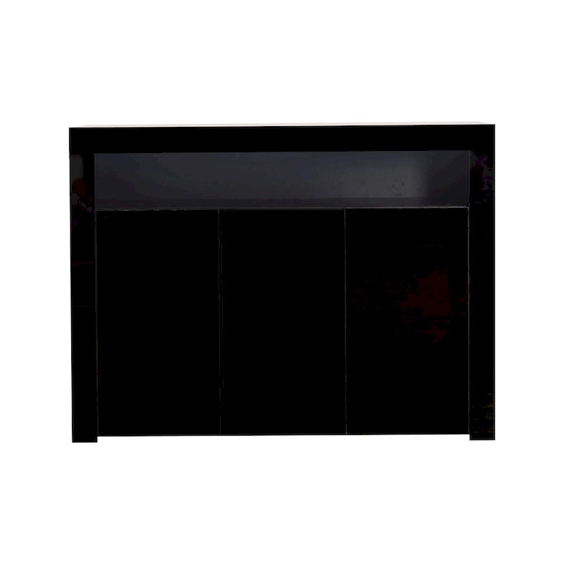 Aparador de alto brillo de 3 puertas blanco/negro con luz LED, unidad individual