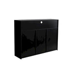 Aparador de alto brillo de 3 puertas blanco/negro con luz LED, unidad individual