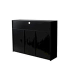 Aparador de alto brillo de 3 puertas blanco/negro con luz LED, unidad individual
