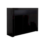 Aparador de alto brillo de 3 puertas blanco/negro con luz LED, unidad individual