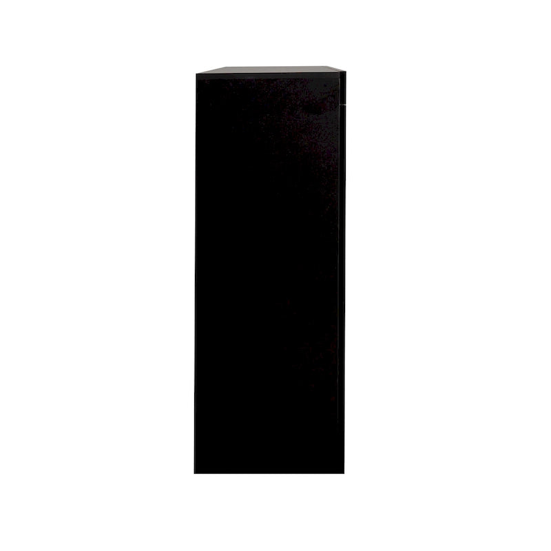 Aparador de alto brillo de 3 puertas blanco/negro con luz LED, unidad individual