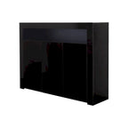 Aparador de alto brillo de 3 puertas blanco/negro con luz LED, unidad individual