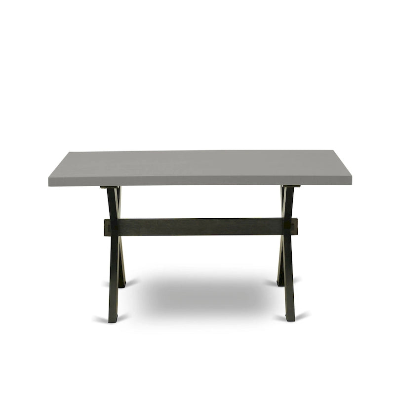 Juego de comedor rectangular negro con cepillado de alambre – Mesa de patas cruzadas y sillas Parson (5/6/7 piezas)