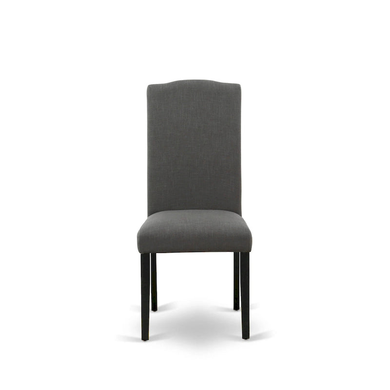 Juego de comedor rectangular negro con cepillado de alambre – Mesa de patas cruzadas y sillas Parson (5/6/7 piezas)