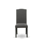 Juego de comedor rectangular negro con cepillado de alambre – Mesa de patas cruzadas y sillas Parson (5/6/7 piezas)