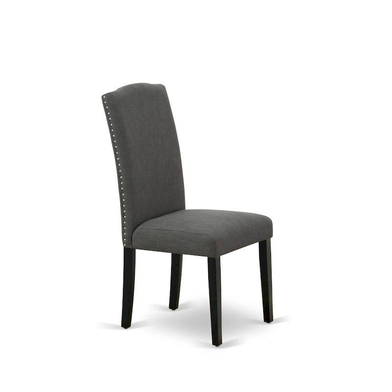 Juego de comedor rectangular negro con cepillado de alambre – Mesa de patas cruzadas y sillas Parson (5/6/7 piezas)