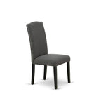 Juego de comedor rectangular negro con cepillado de alambre – Mesa de patas cruzadas y sillas Parson (5/6/7 piezas)