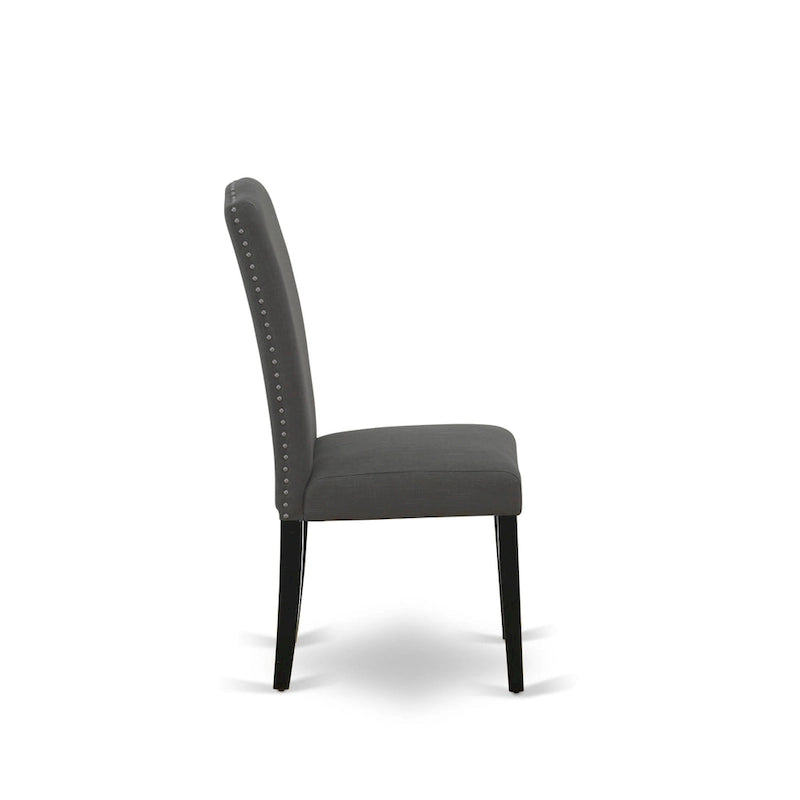 Juego de comedor rectangular negro con cepillado de alambre – Mesa de patas cruzadas y sillas Parson (5/6/7 piezas)