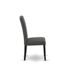 Juego de comedor rectangular negro con cepillado de alambre – Mesa de patas cruzadas y sillas Parson (5/6/7 piezas)