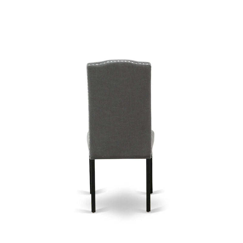 Juego de comedor rectangular negro con cepillado de alambre – Mesa de patas cruzadas y sillas Parson (5/6/7 piezas)
