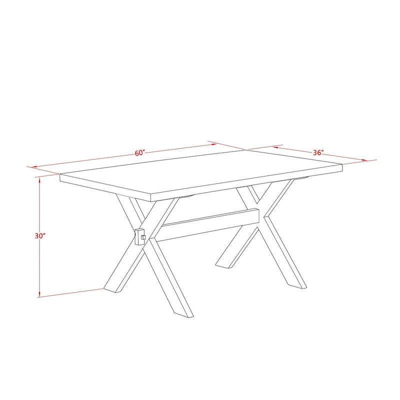 Juego de comedor rectangular negro con cepillado de alambre – Mesa de patas cruzadas y sillas Parson (5/6/7 piezas)