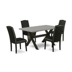 Juego de comedor rectangular negro con cepillado de alambre – Mesa de patas cruzadas y sillas Parson (5/6/7 piezas)
