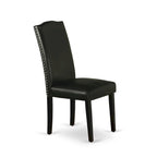 Juego de comedor rectangular negro con cepillado de alambre – Mesa de patas cruzadas y sillas Parson (5/6/7 piezas)
