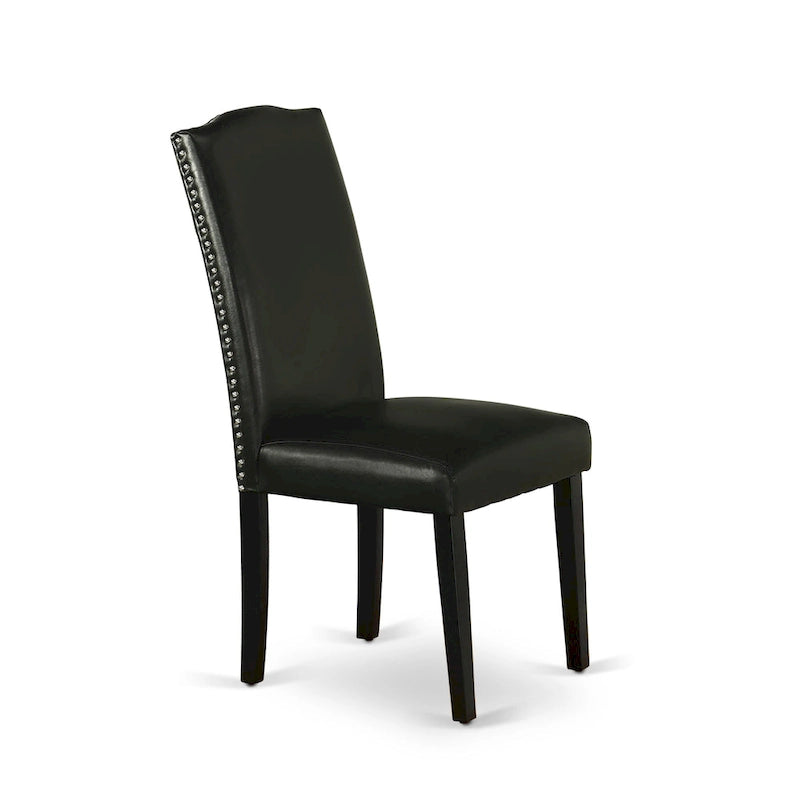 Juego de comedor rectangular negro con cepillado de alambre – Mesa de patas cruzadas y sillas Parson (5/6/7 piezas)