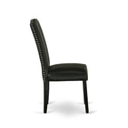 Juego de comedor rectangular negro con cepillado de alambre – Mesa de patas cruzadas y sillas Parson (5/6/7 piezas)