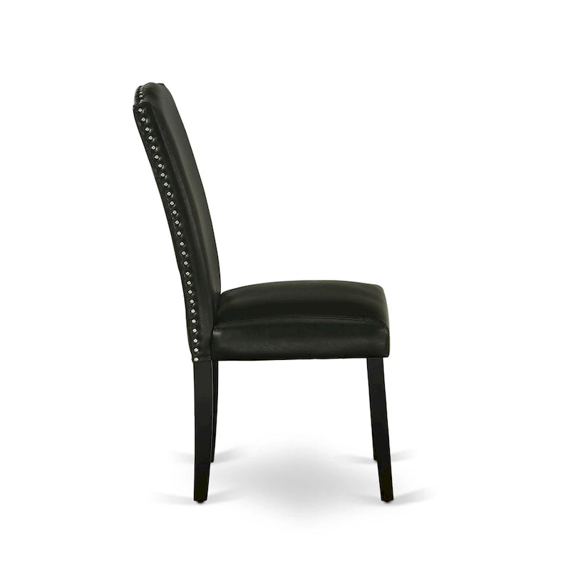 Juego de comedor rectangular negro con cepillado de alambre – Mesa de patas cruzadas y sillas Parson (5/6/7 piezas)