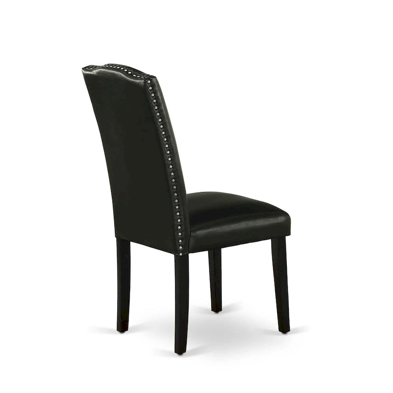 Juego de comedor rectangular negro con cepillado de alambre – Mesa de patas cruzadas y sillas Parson (5/6/7 piezas)