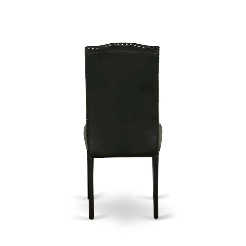 Juego de comedor rectangular negro con cepillado de alambre – Mesa de patas cruzadas y sillas Parson (5/6/7 piezas)