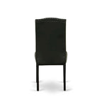 Juego de comedor rectangular negro con cepillado de alambre – Mesa de patas cruzadas y sillas Parson (5/6/7 piezas)
