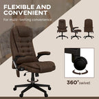 Sillón de oficina de masaje marrón con calor, respaldo alto, reclinable, individual