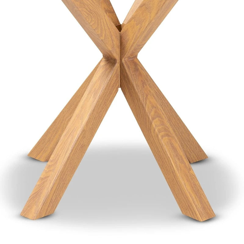 Mesa auxiliar redonda con tapa de cristal, natural/transparente, para 1 persona