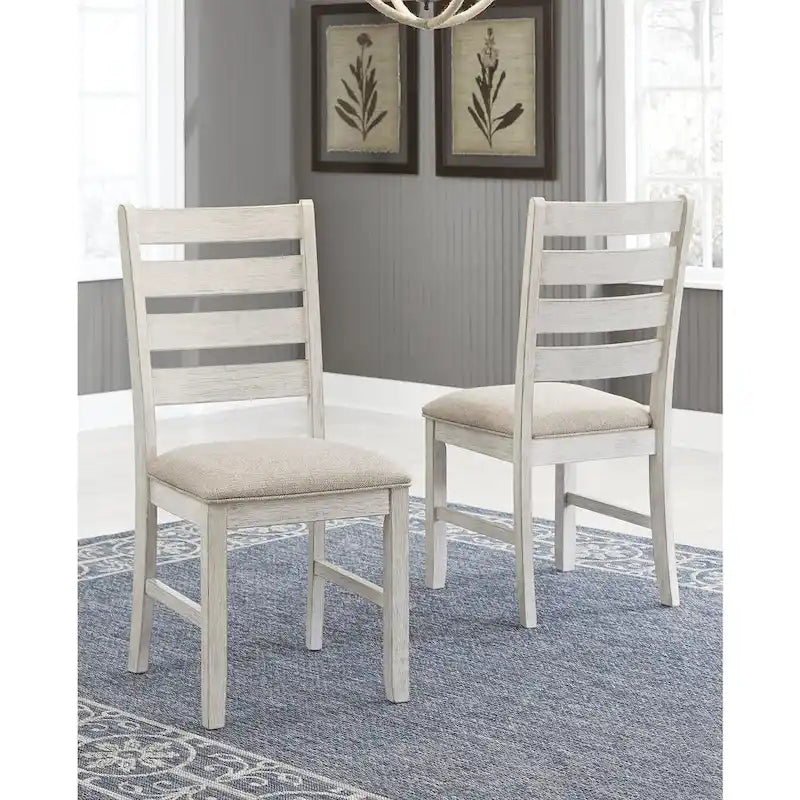 Juego de comedor de 7 piezas blanco/marrón claro, 6 asientos