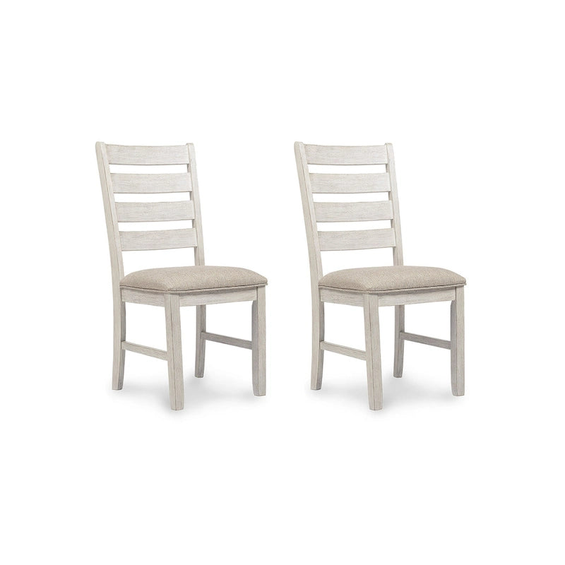 Juego de comedor de 7 piezas blanco/marrón claro, 6 asientos