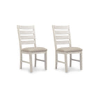 Juego de comedor de 7 piezas blanco/marrón claro, 6 asientos