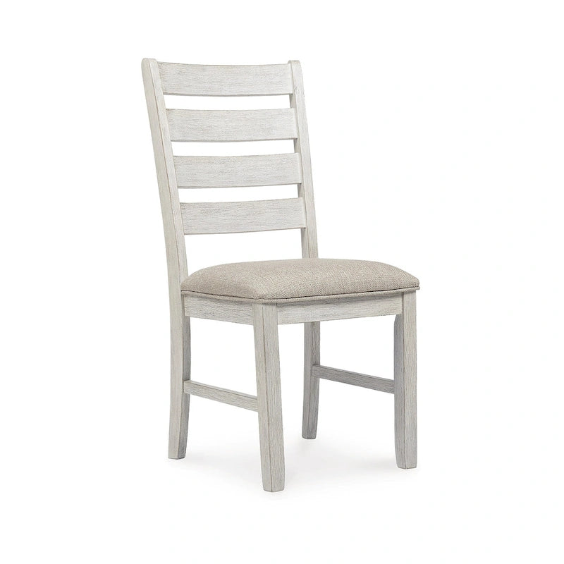 Juego de comedor de 7 piezas blanco/marrón claro, 6 asientos