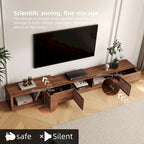Mueble de TV extensible de nogal con 4 cajones, para televisores de hasta 118"