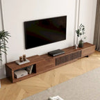 Mueble de TV extensible de nogal con 4 cajones, para televisores de hasta 118"