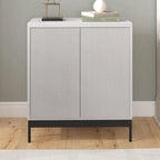 Blanco / Blanco Alder / Negro Veteado – Armario auxiliar de doble puerta de 28"