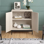 Blanco / Blanco Alder / Negro Veteado – Armario auxiliar de doble puerta de 28"