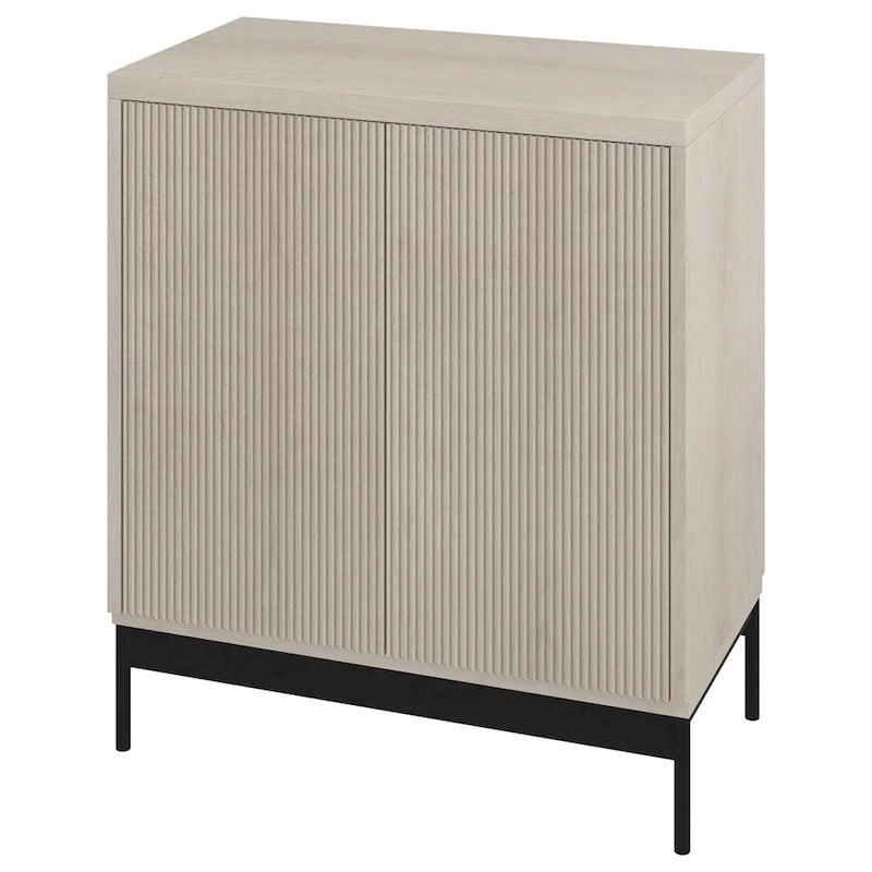 Blanco / Blanco Alder / Negro Veteado – Armario auxiliar de doble puerta de 28"