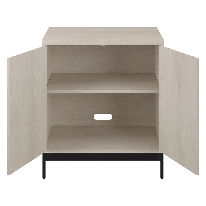 Blanco / Blanco Alder / Negro Veteado – Armario auxiliar de doble puerta de 28"
