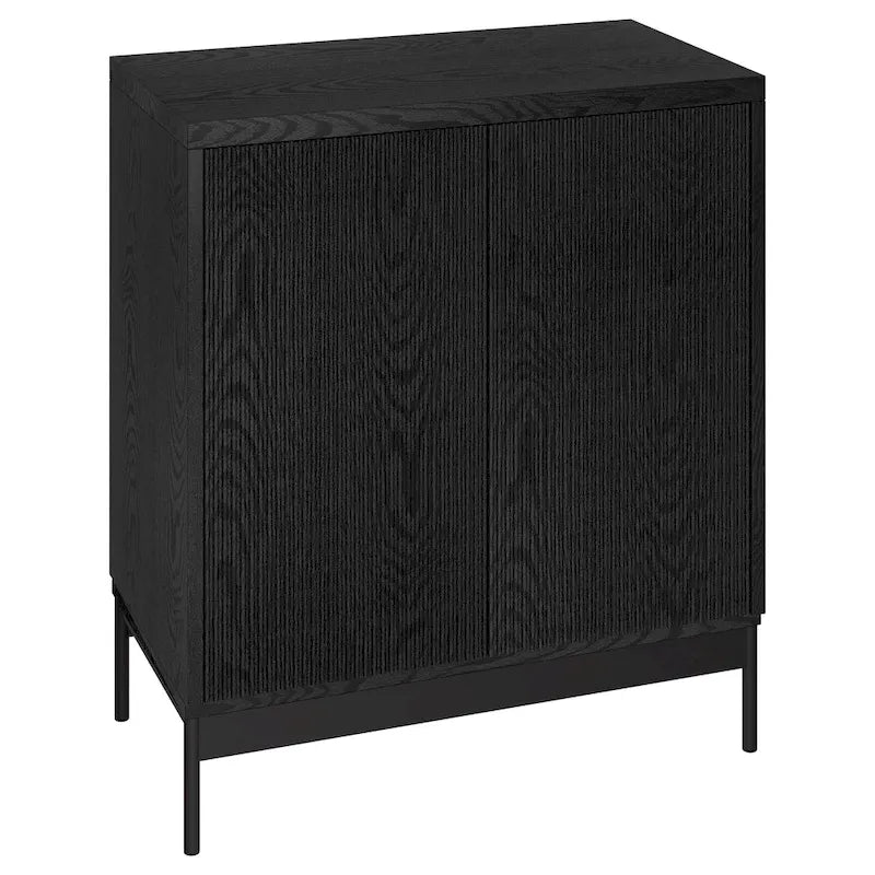 Blanco / Blanco Alder / Negro Veteado – Armario auxiliar de doble puerta de 28"