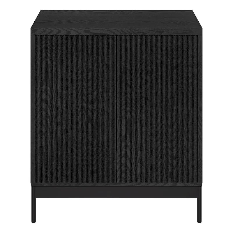 Blanco / Blanco Alder / Negro Veteado – Armario auxiliar de doble puerta de 28"