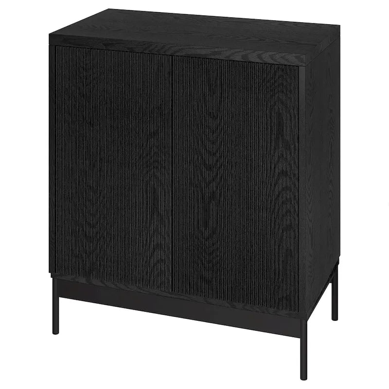 Blanco / Blanco Alder / Negro Veteado – Armario auxiliar de doble puerta de 28"