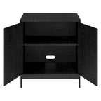 Blanco / Blanco Alder / Negro Veteado – Armario auxiliar de doble puerta de 28"