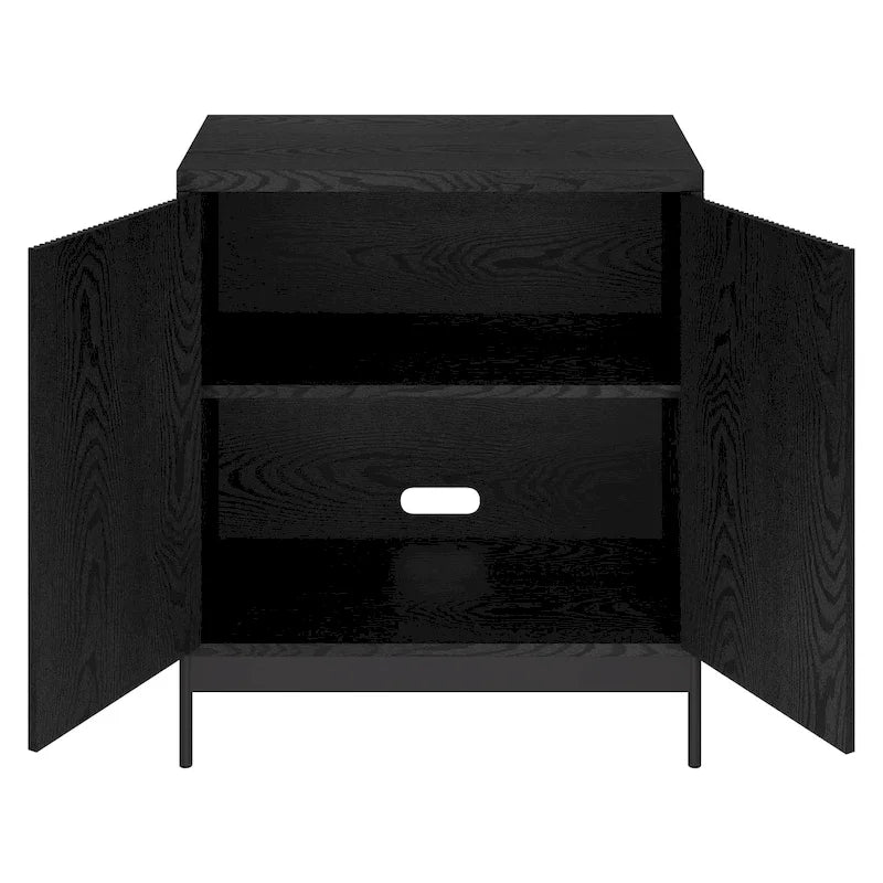 Blanco / Blanco Alder / Negro Veteado – Armario auxiliar de doble puerta de 28"