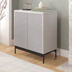 Blanco / Blanco Alder / Negro Veteado – Armario auxiliar de doble puerta de 28"