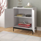 Blanco / Blanco Alder / Negro Veteado – Armario auxiliar de doble puerta de 28"
