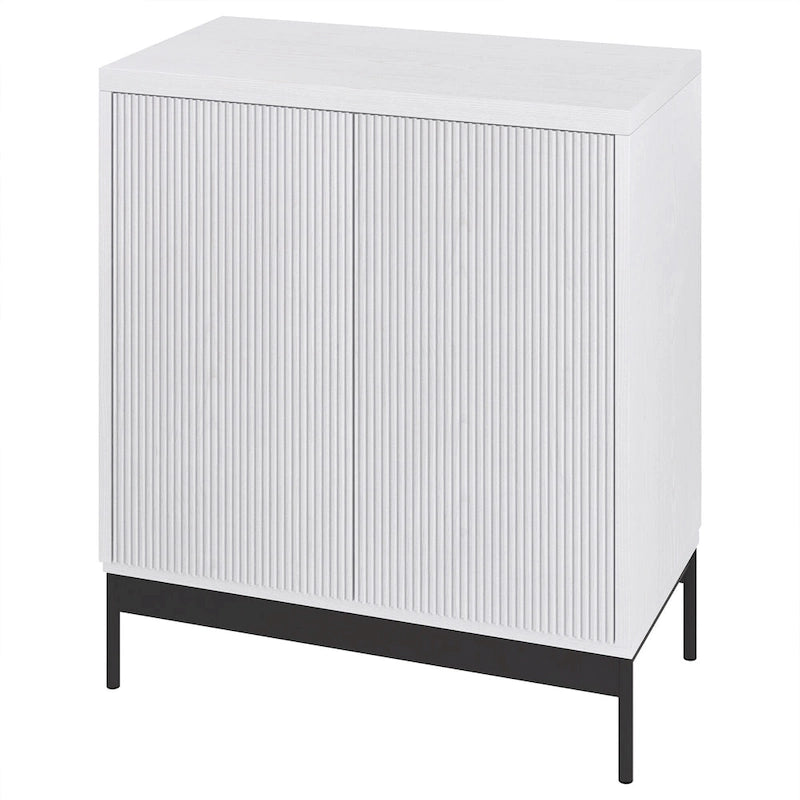 Blanco / Blanco Alder / Negro Veteado – Armario auxiliar de doble puerta de 28"